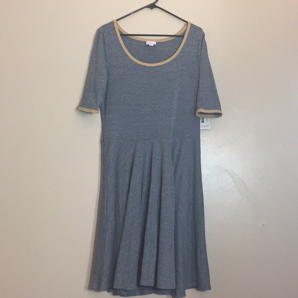 LuLaRoe Nicole dress 2xl gray and yellow